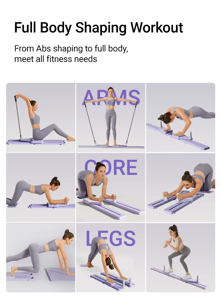 2-in-1 Abs & Ski Board - Portable Core/Leg Trainer, Split Pilates-Reformer for Home Gym