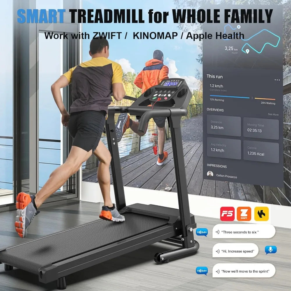 Foldable Treadmills for Home, Portable Treadmill with Handles, 2.5HP Treadmills 300 lb Capacity, APP Control