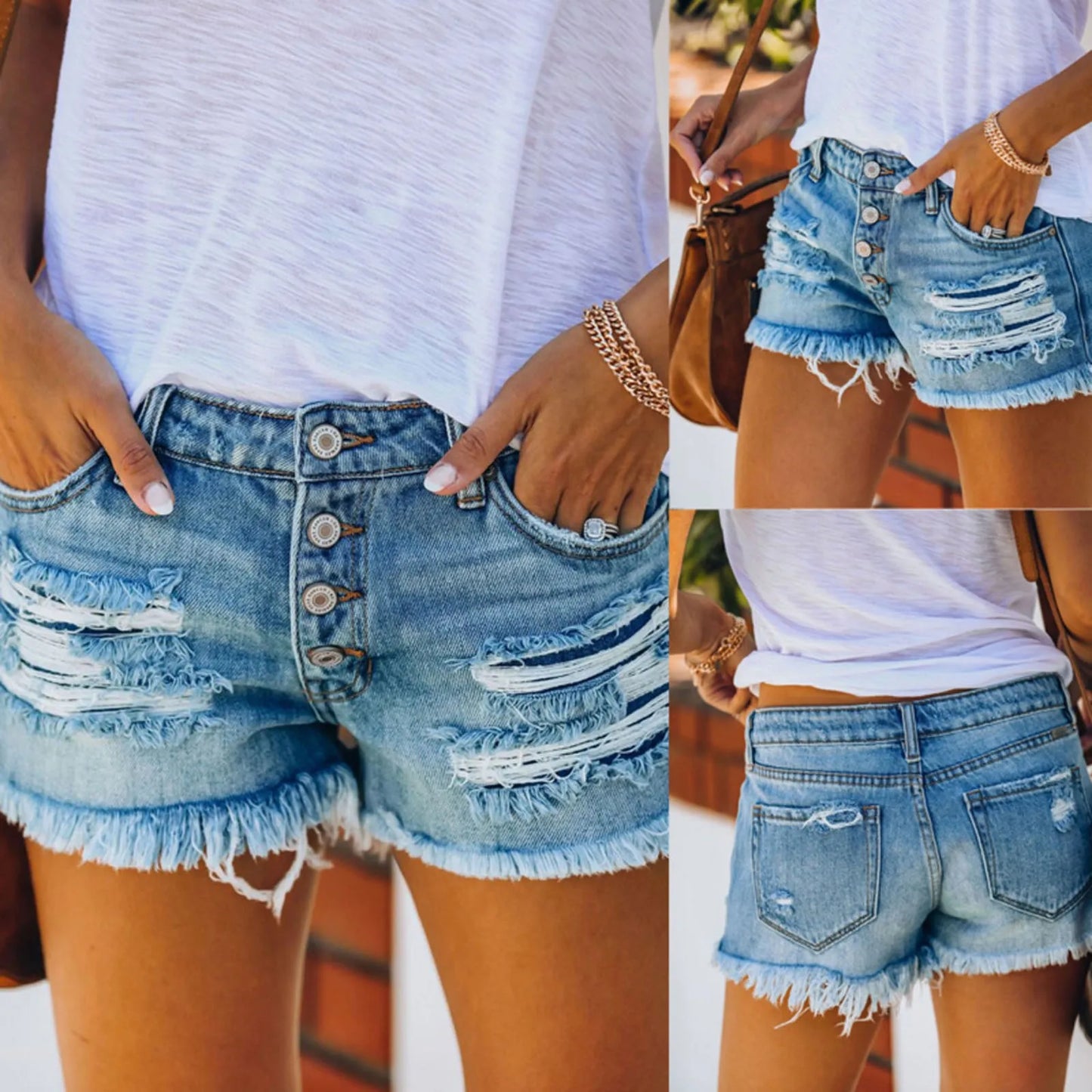 New In Mid Waist Summer Womens Jeans Shorts