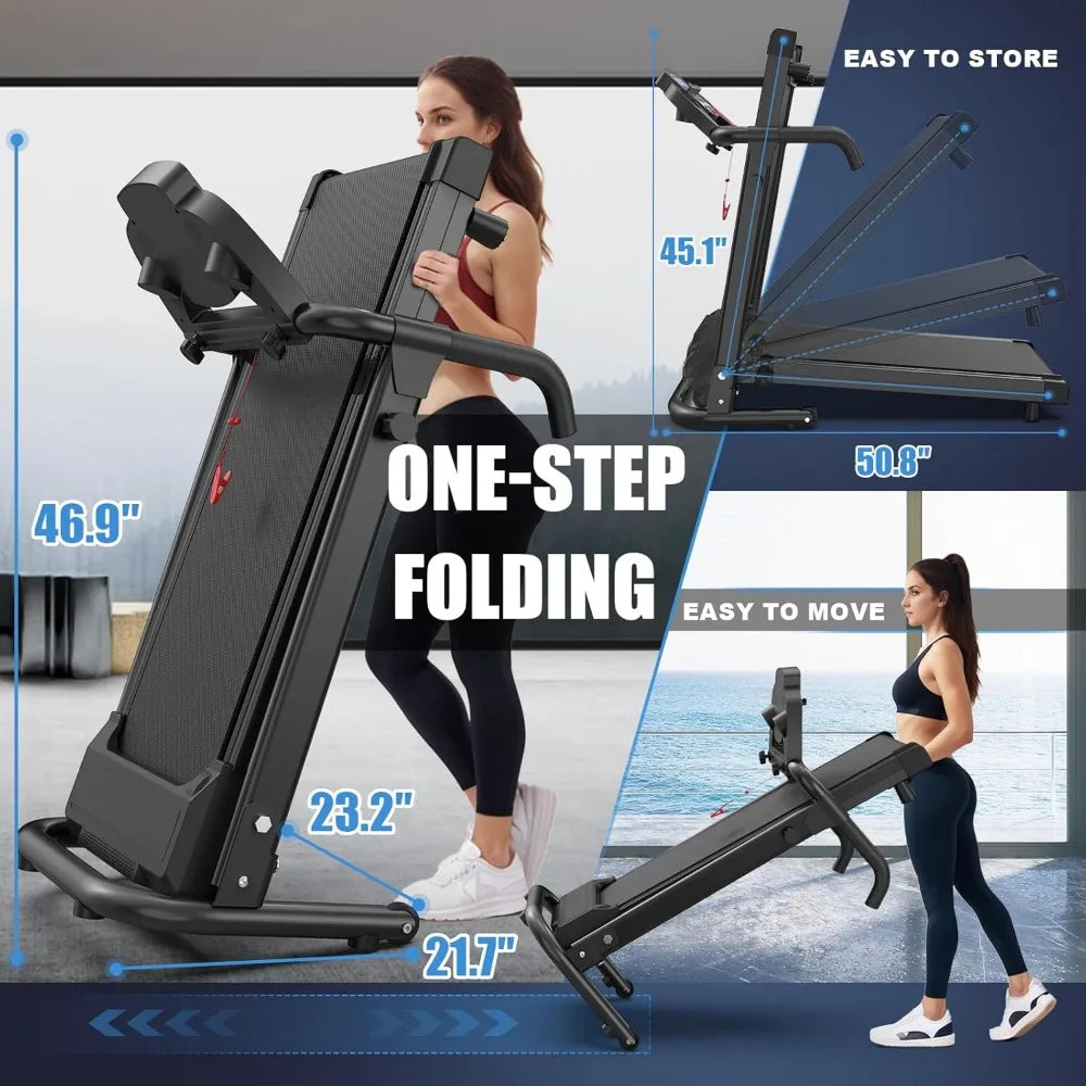 Foldable Treadmills for Home, Portable Treadmill with Handles, 2.5HP Treadmills 300 lb Capacity, APP Control