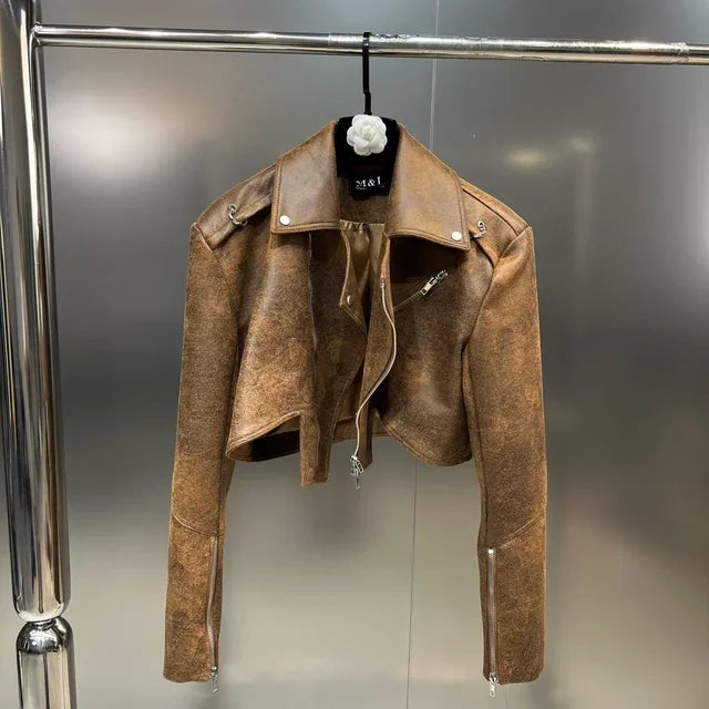 Women's Fashion Trend Solid Color Lapel Zipper Jacket