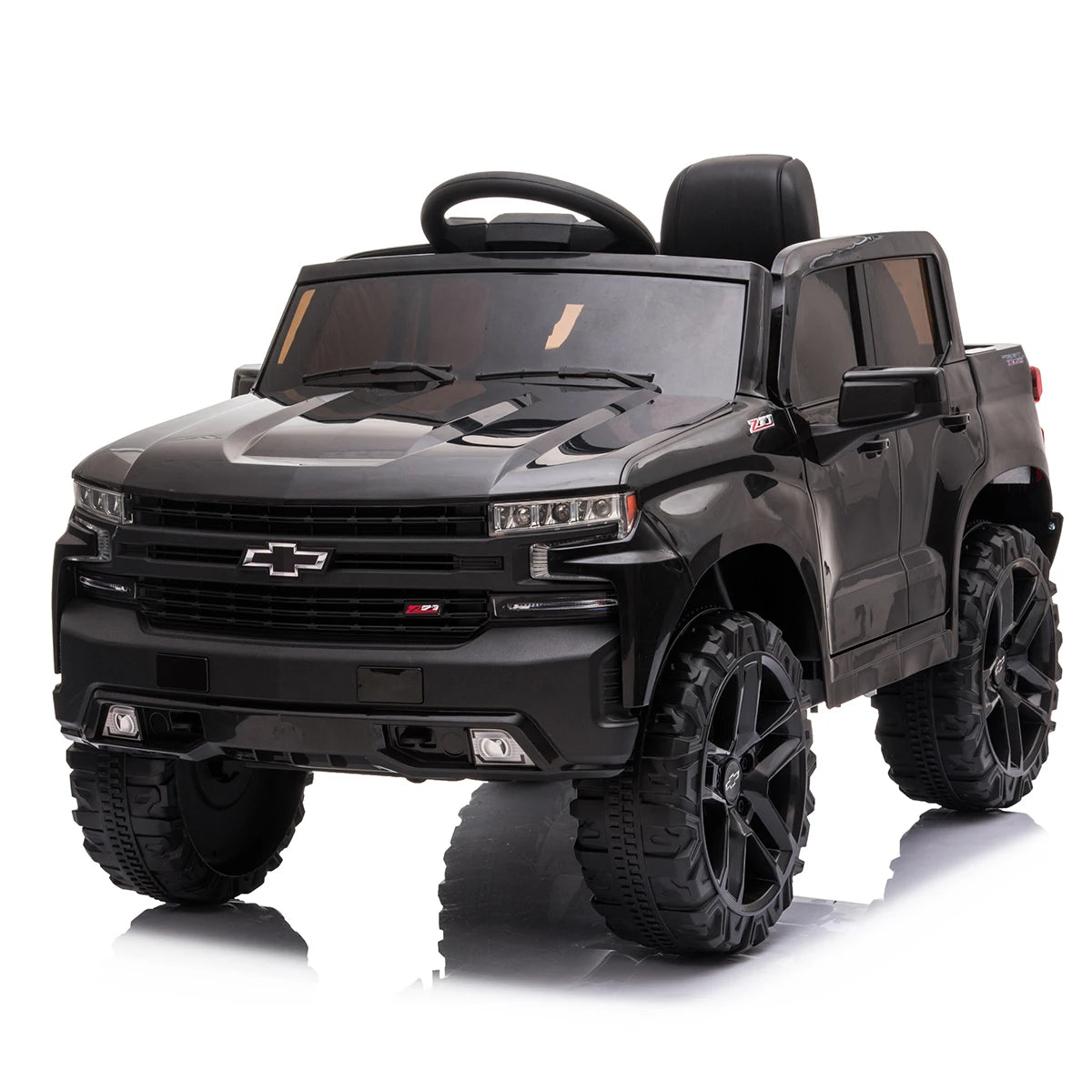 12V Electric Ride On Car White Black 4 Wheeler Truck Car Safety Toy with Music Radio LED Lights Remote Control Kids Vehicles