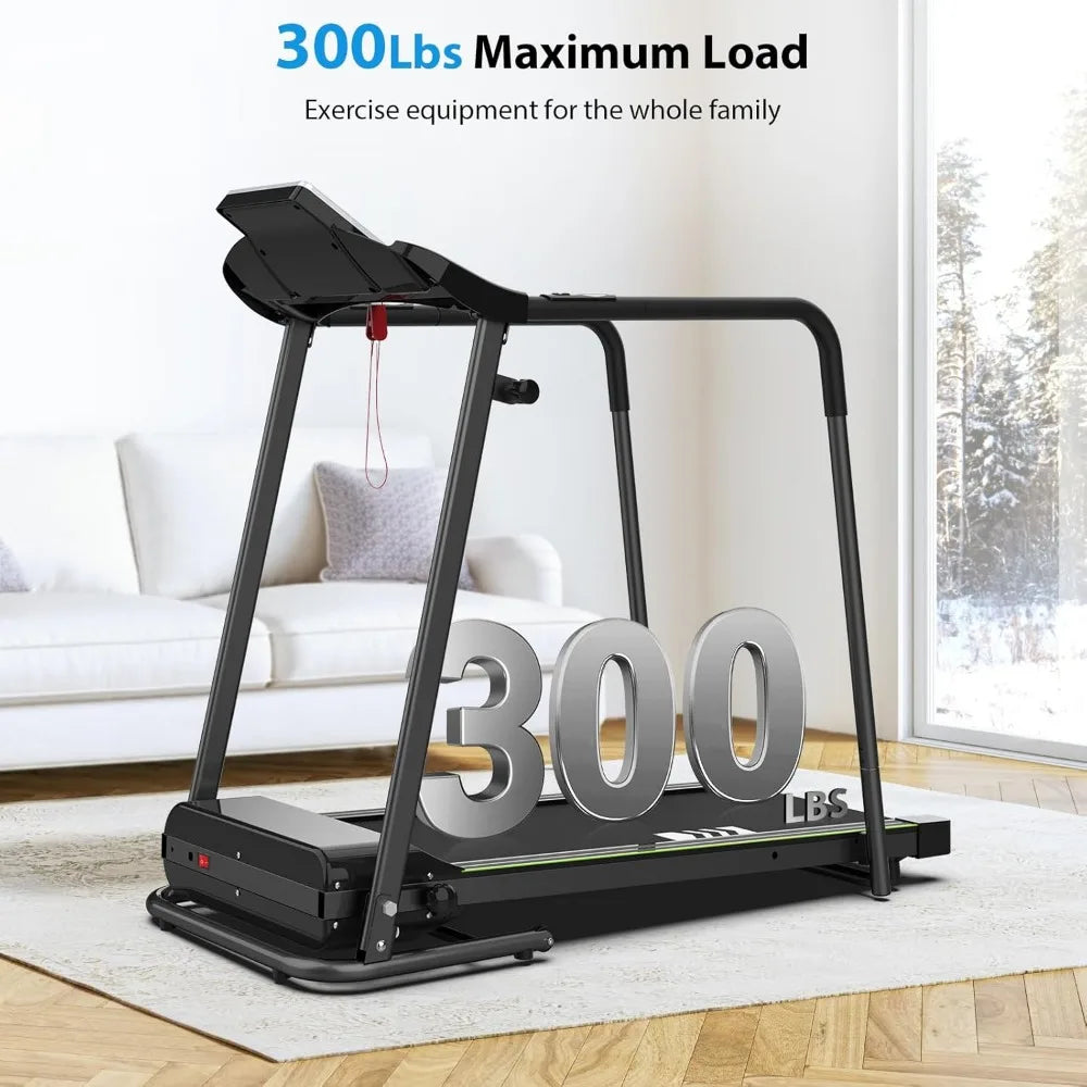 Walking Treadmill - Foldable Treadmill with Long Handrail and 300 Lbs Capacity