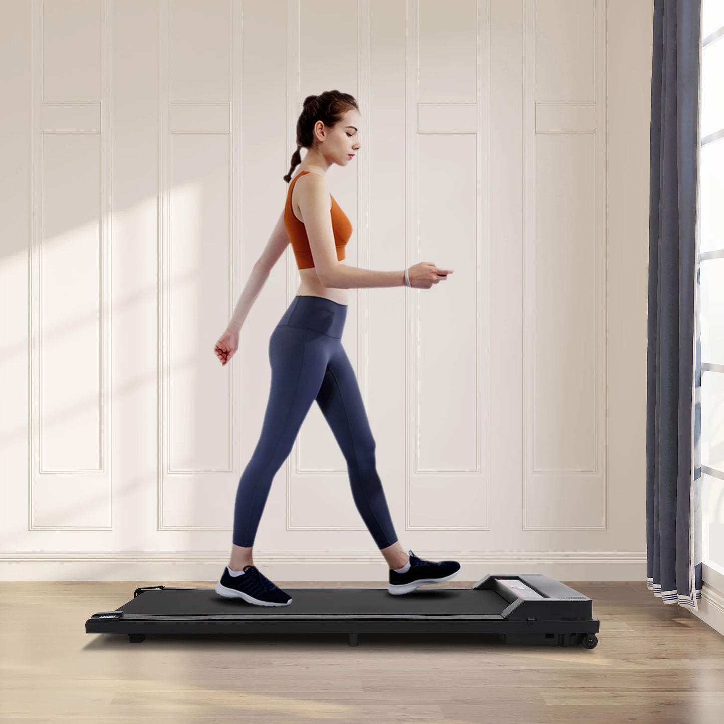 Walking Treadmill for Home&Office 2-in-1 Under Desk Electric Jog Machine With Remote Control LED