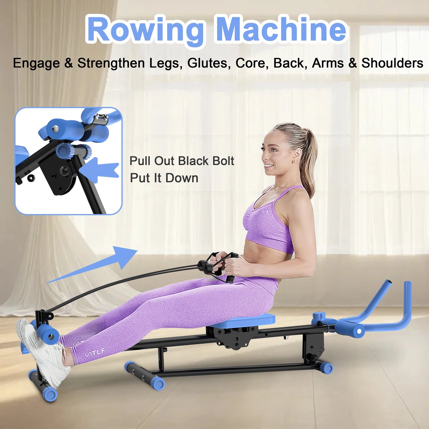 4-in-1 Ab Exercise Equipment - Rowing Machine, Leg Press Machine, Ab Glider Machine