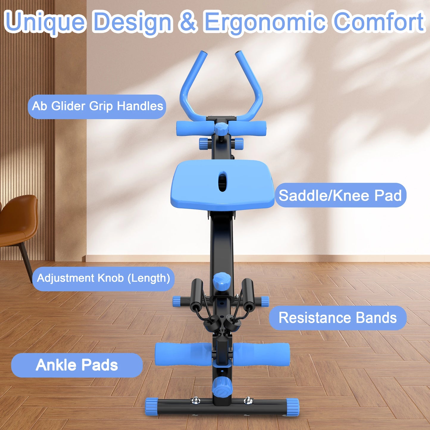 4-in-1 Ab Exercise Equipment - Rowing Machine, Leg Press Machine, Ab Glider Machine