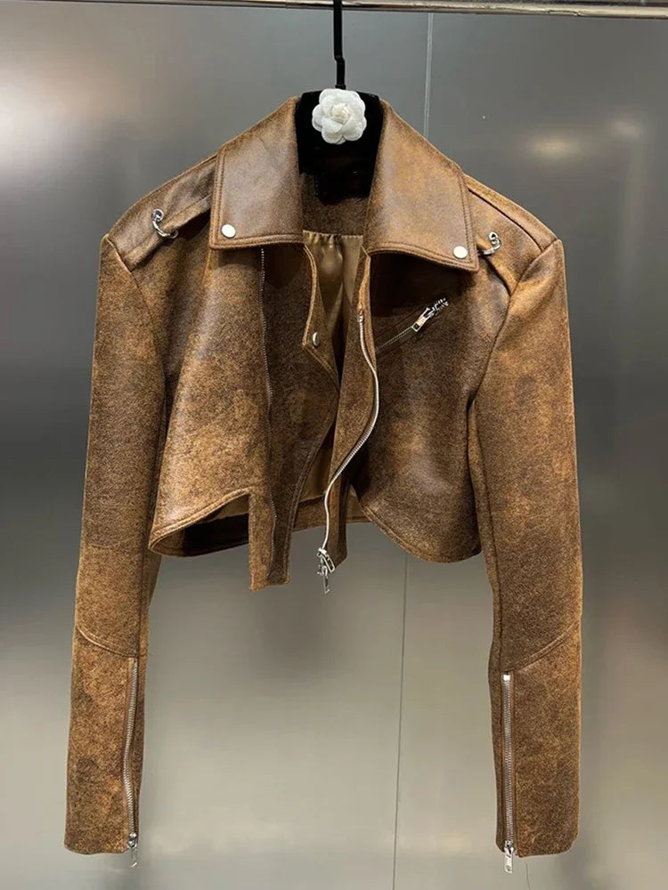 Women's Fashion Trend Solid Color Lapel Zipper Jacket
