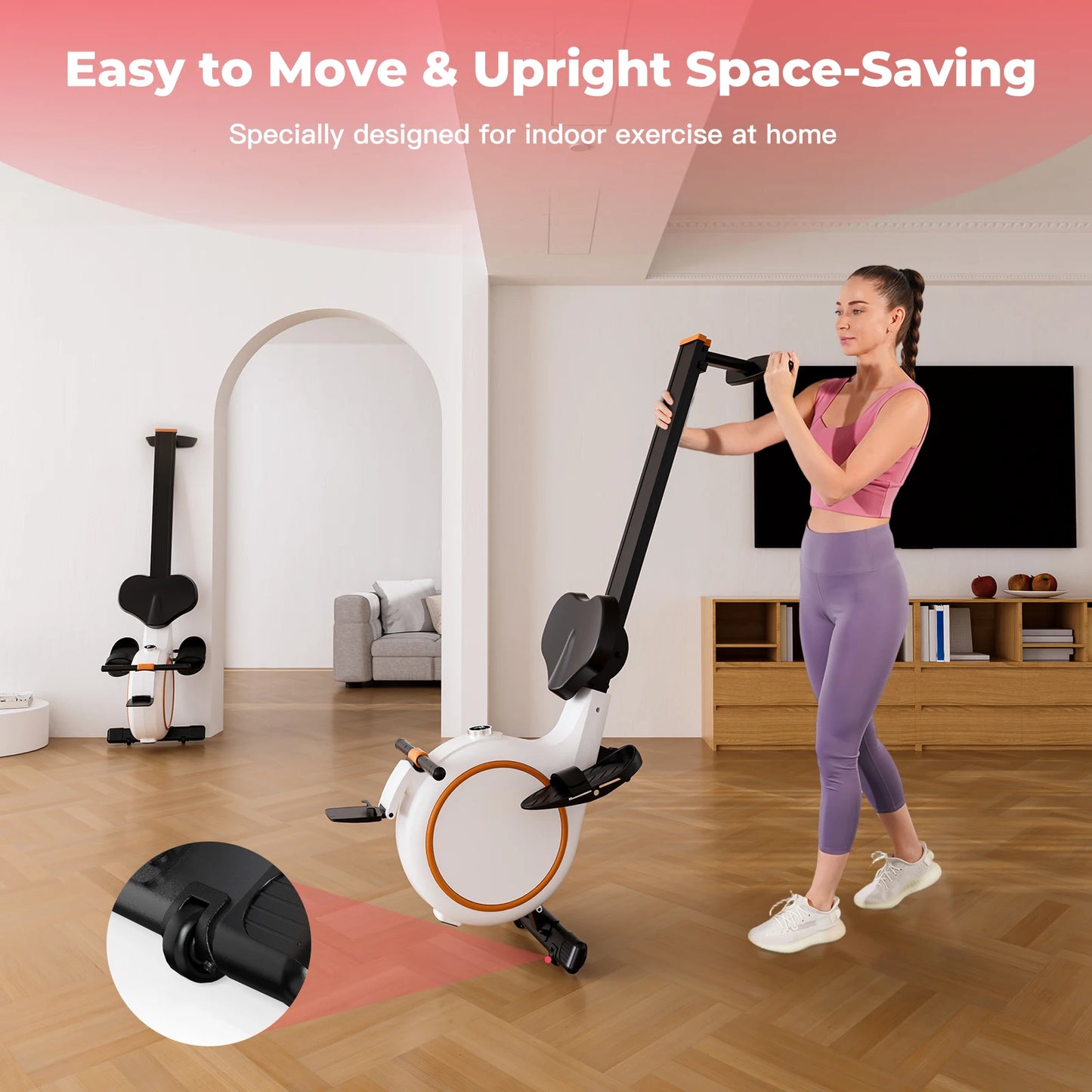 32Level Adjustable Resistance 300LBS Trainer Row Machine LED Monitor Tablet Holder Bluetooh Fitness Machine