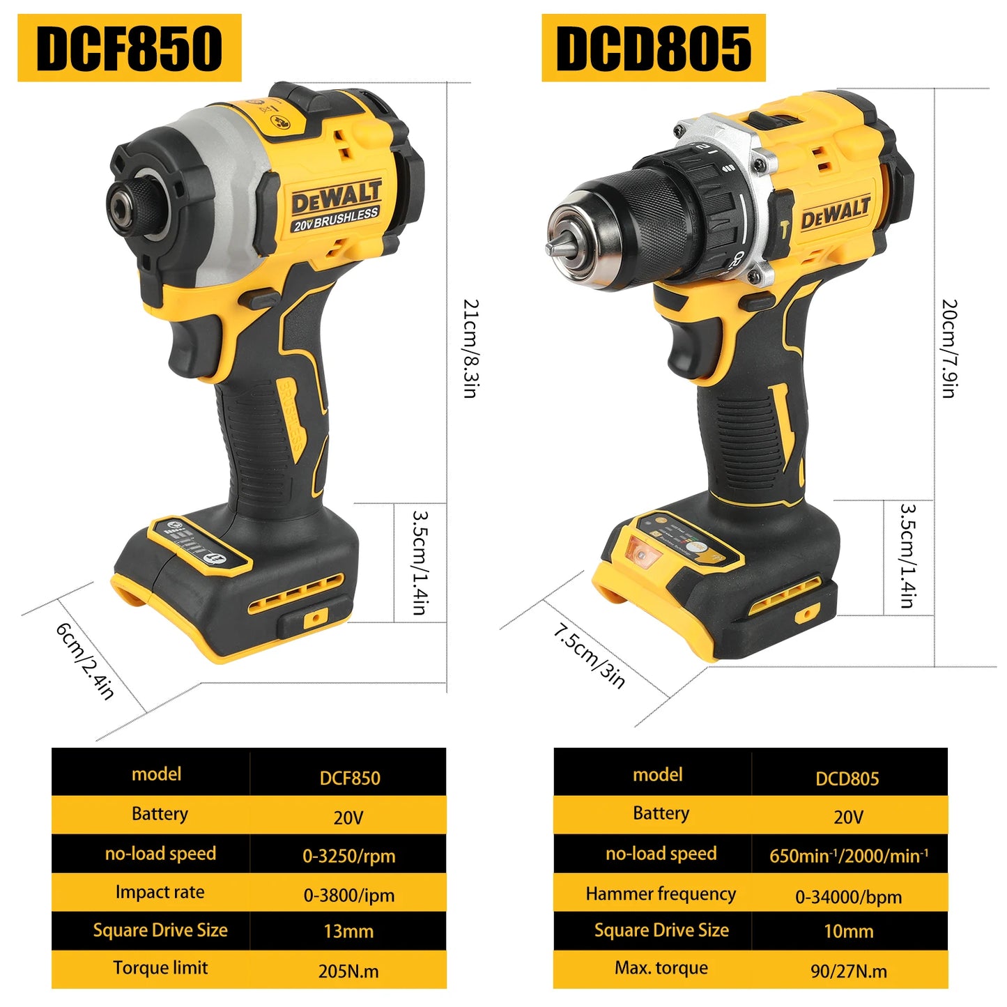 DeWalt Lithium Brushless Motor Screwdriver Electric Hand Drill Impact Drill Combination DCF850 DCD805 No battery pack