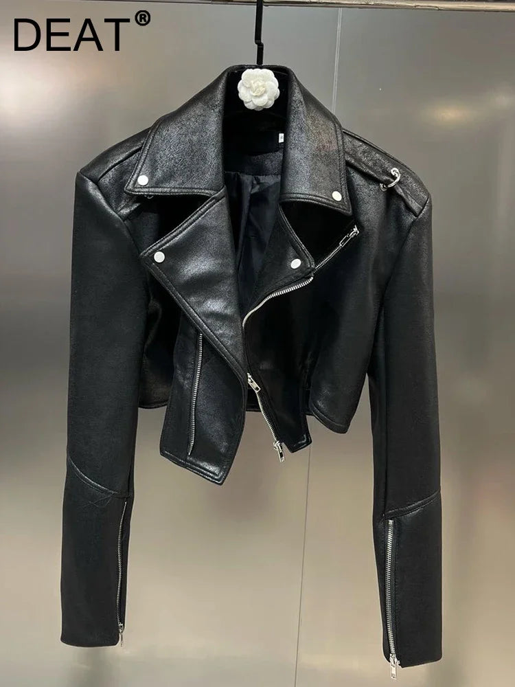 Women's Fashion Trend Solid Color Lapel Zipper Jacket
