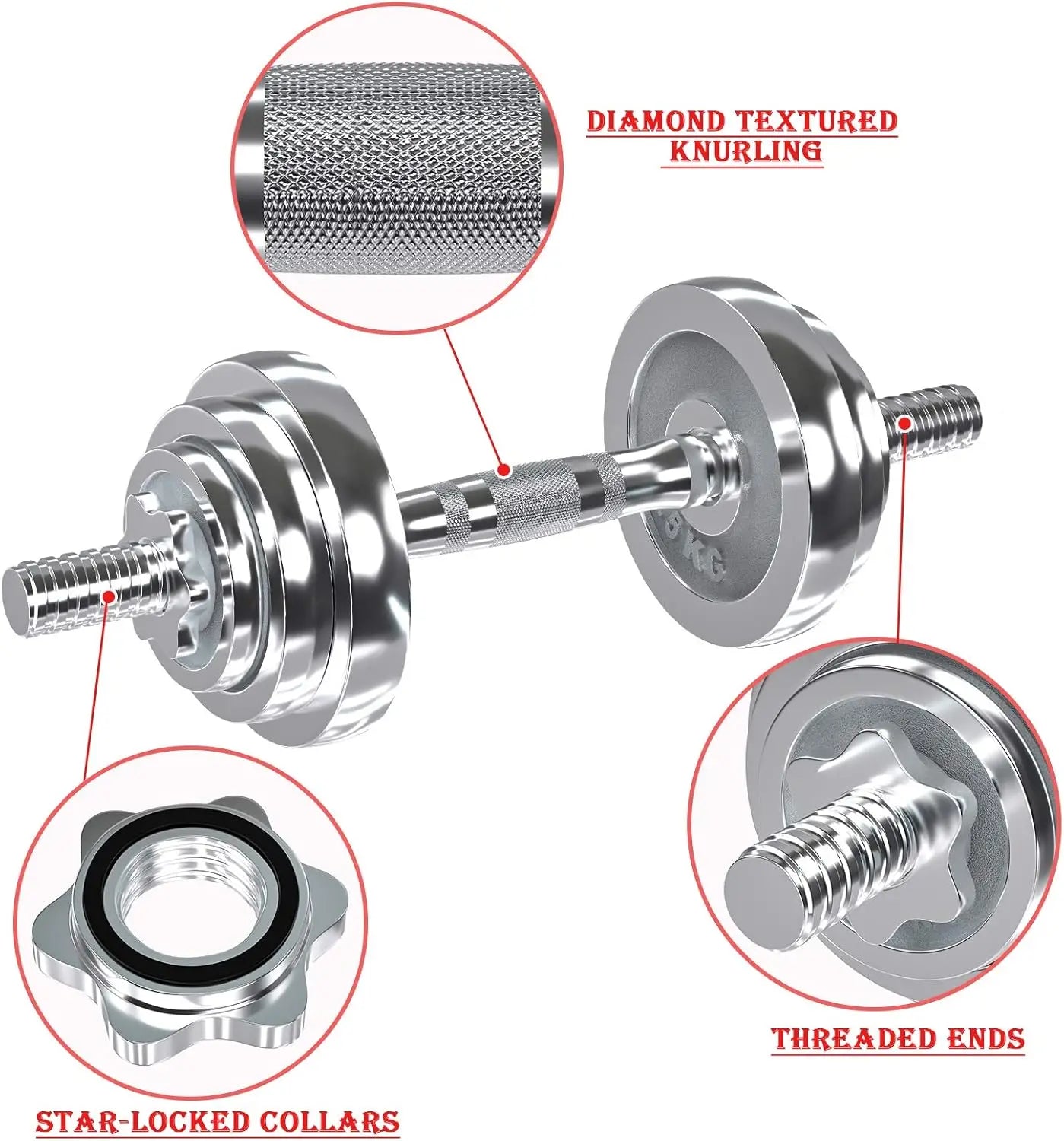 Fitness Dumbbells Set, Adjustable Weight Sets up to 44/66 lbs, with Metal Connecting Rod Used As Barbell
