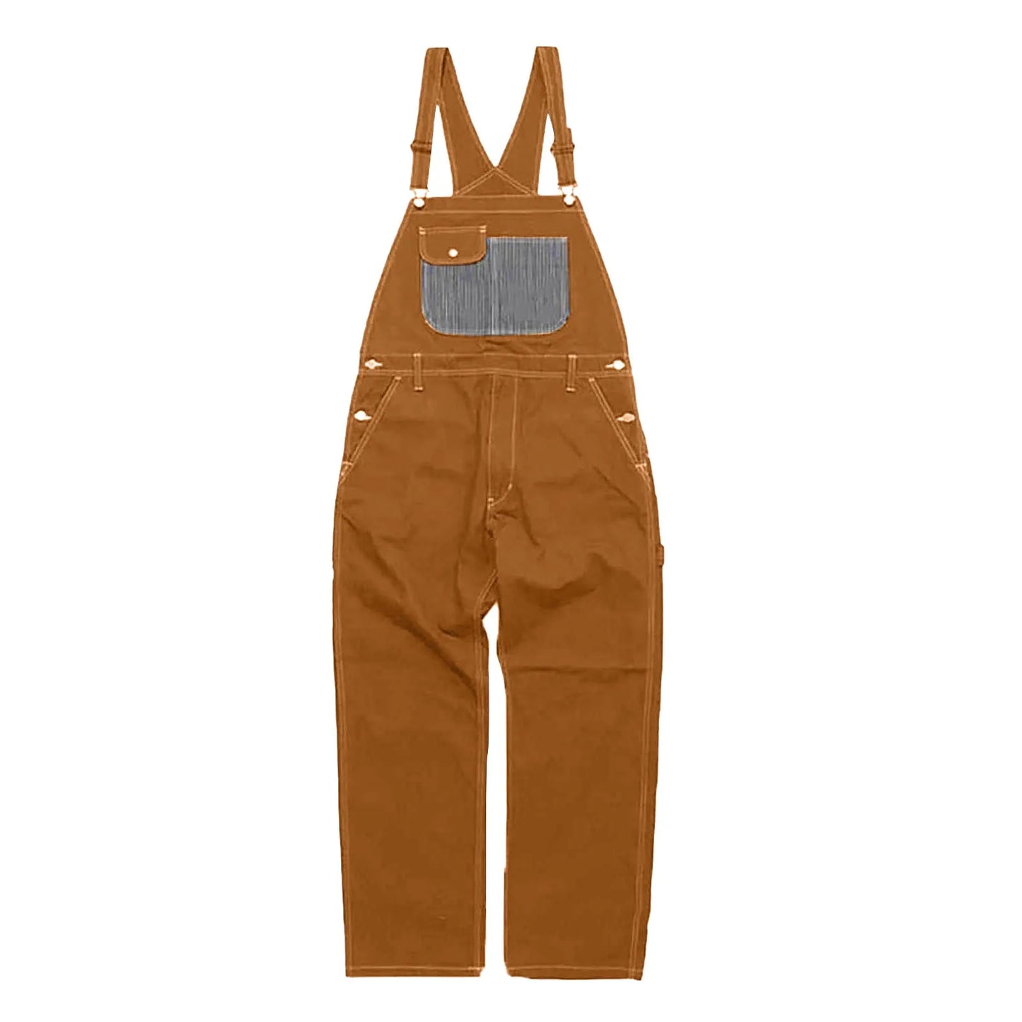 Men's Denim Bib Overalls Spring Summer Streetwear Casual Adjustable Straps Jumpsuit
