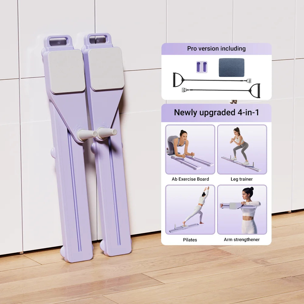 2-in-1 Abs & Ski Board - Portable Core/Leg Trainer, Split Pilates-Reformer for Home Gym
