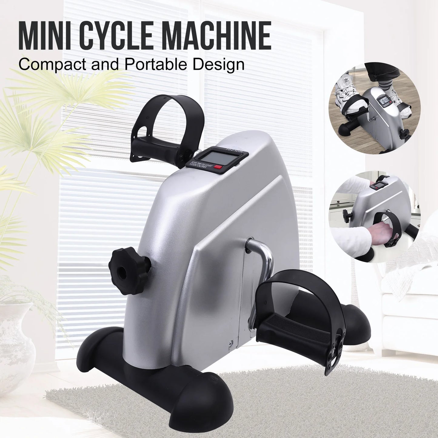 Mini Pedal Exercise Bike Portable Fitness Cycling Exerciser Under Desk