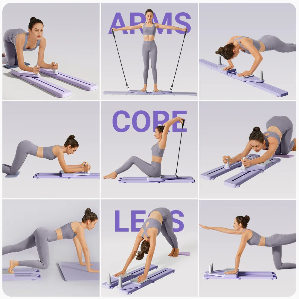 2-in-1 Abs & Ski Board - Portable Core/Leg Trainer, Split Pilates-Reformer for Home Gym