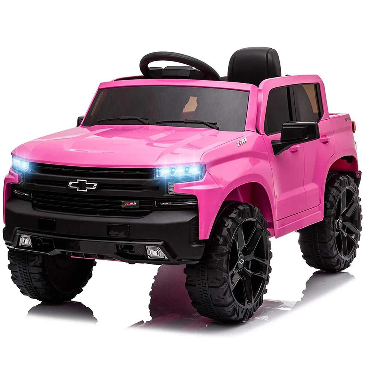12V Electric Ride On Car White Black 4 Wheeler Truck Car Safety Toy with Music Radio LED Lights Remote Control Kids Vehicles