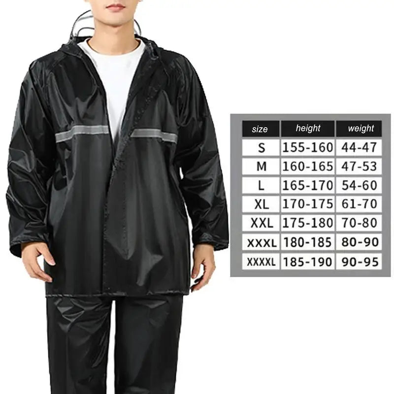 Motorcycle Rain Suit Waterproof Rain Jacket Hood Rain Jacket And Rain Pants Breathable Reflective Rainwear For Men & Women