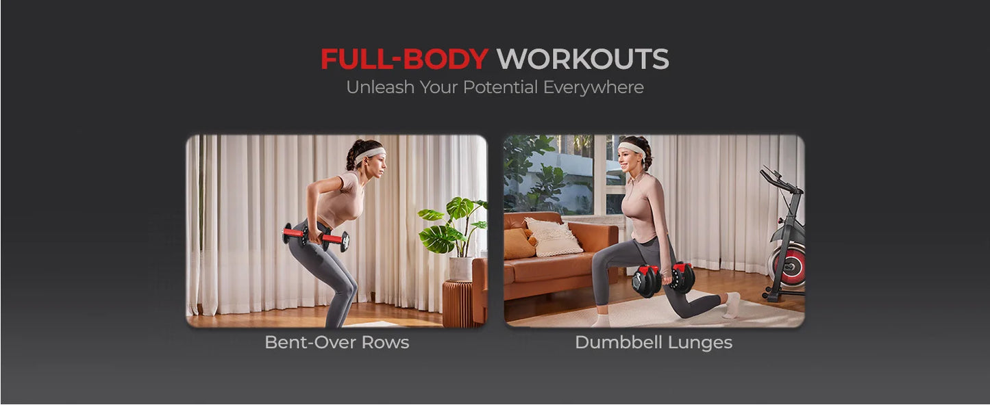 Adjustable Dumbbell Set 40LB/52.5LB/90LB with Anti-Slip Handle