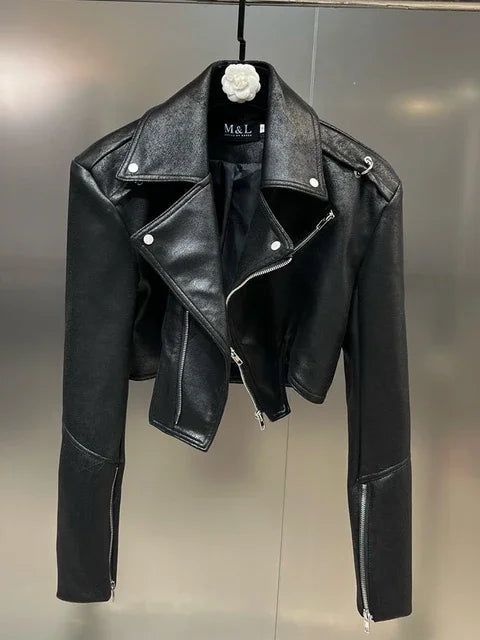 Women's Fashion Trend Solid Color Lapel Zipper Jacket