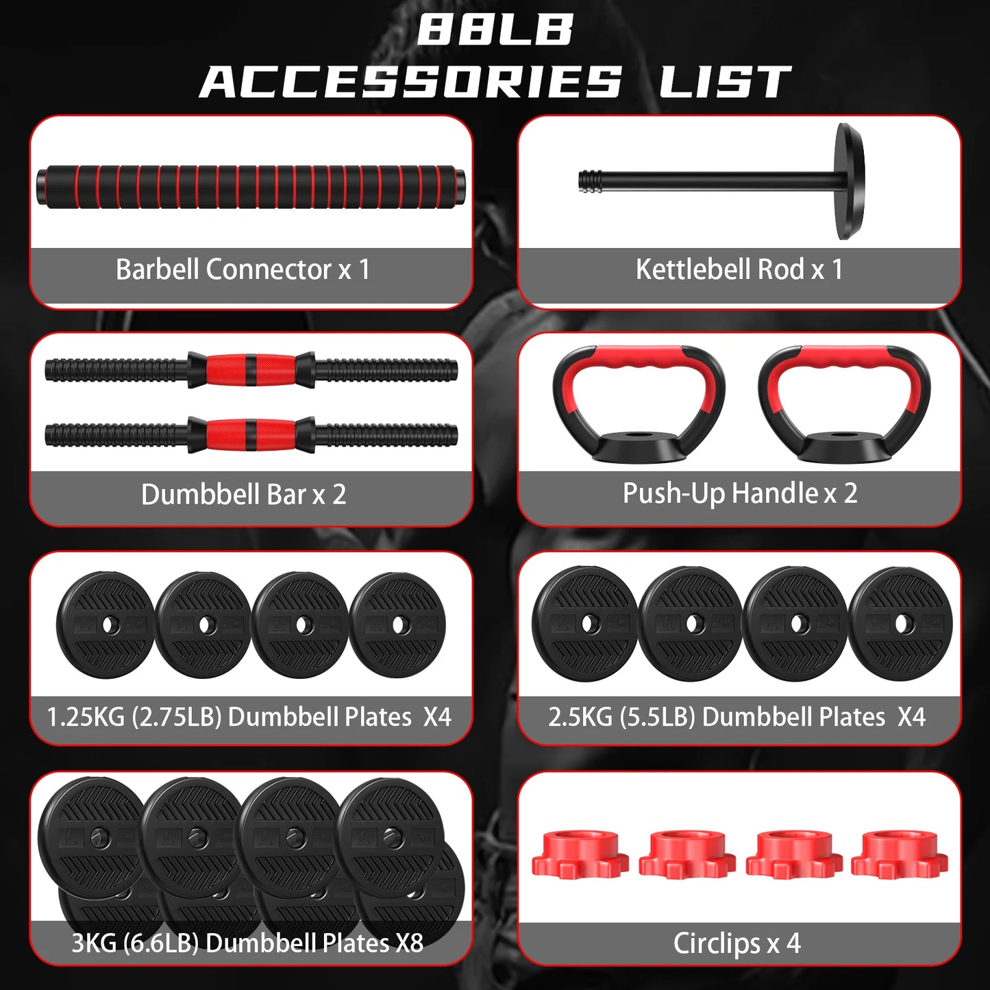 4 in 1 Adjustable Weight Dumbbell Set
