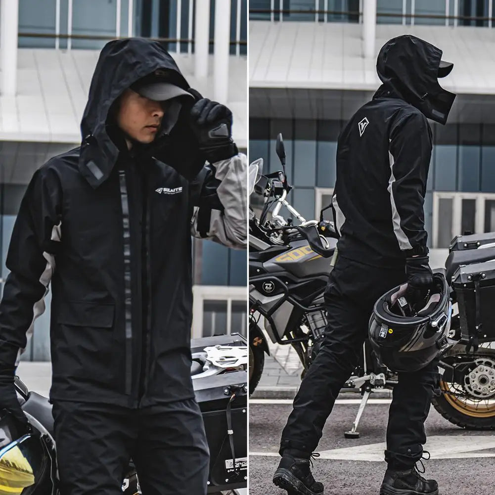 Motorcycle Raincoat Suit Waterproof Cycling Raincoat+Rain Pants Lightweight Foldable Windproof Jacket Suits For Motorcycle Rider