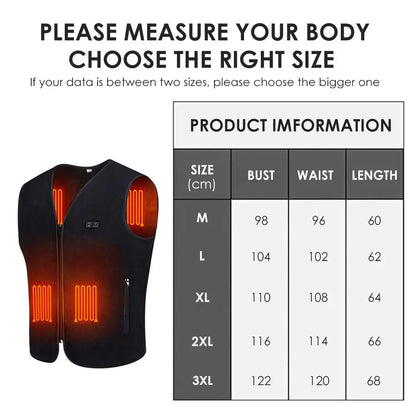 USB Heated Motorcycle Rider Vest Winter Heating Vest 3 Speeds Temperature