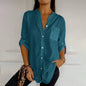 Women Casual Sequin Beaded Shirts Long Sleeve Vintage Shirt