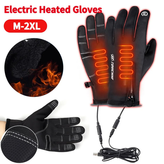 USB Rechargeable Heated Motorcycle Gloves Touch Screen