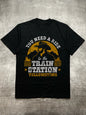 200g Cotton Crew - Neck Short Sleeves, Men's Black T-Shirt with Fun Yellowstone