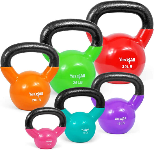 Kettlebell Set Vinyl Coated Weights Combo for Full Body Workout