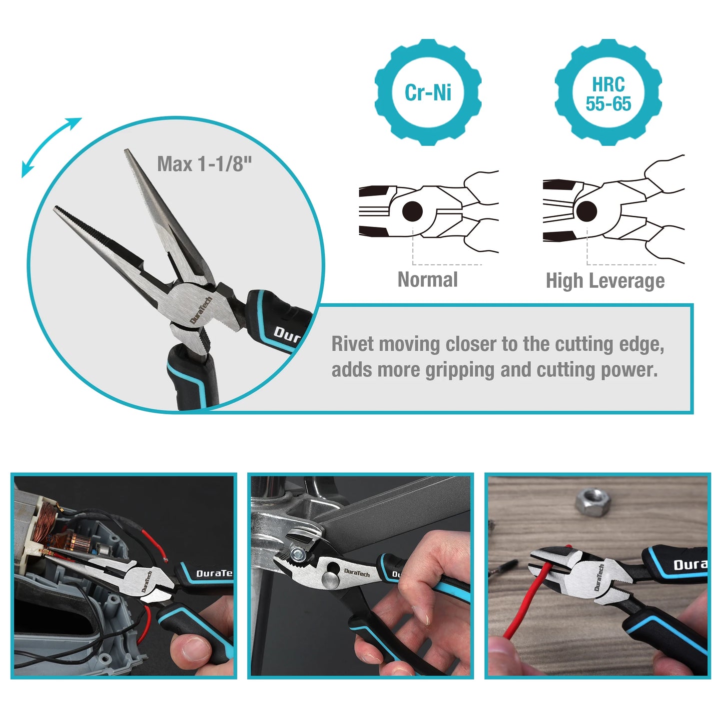 4-Piece Pliers Set with Rolling Pouch Premium Cr-Ni Construction