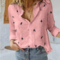 Women Fashion Cotton Linen Shirts 2025 Spring Summer Bird Printing Casual