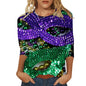 Carnival Printed Women Casual T-Shirts Spring Summer 3/4 Sleeve