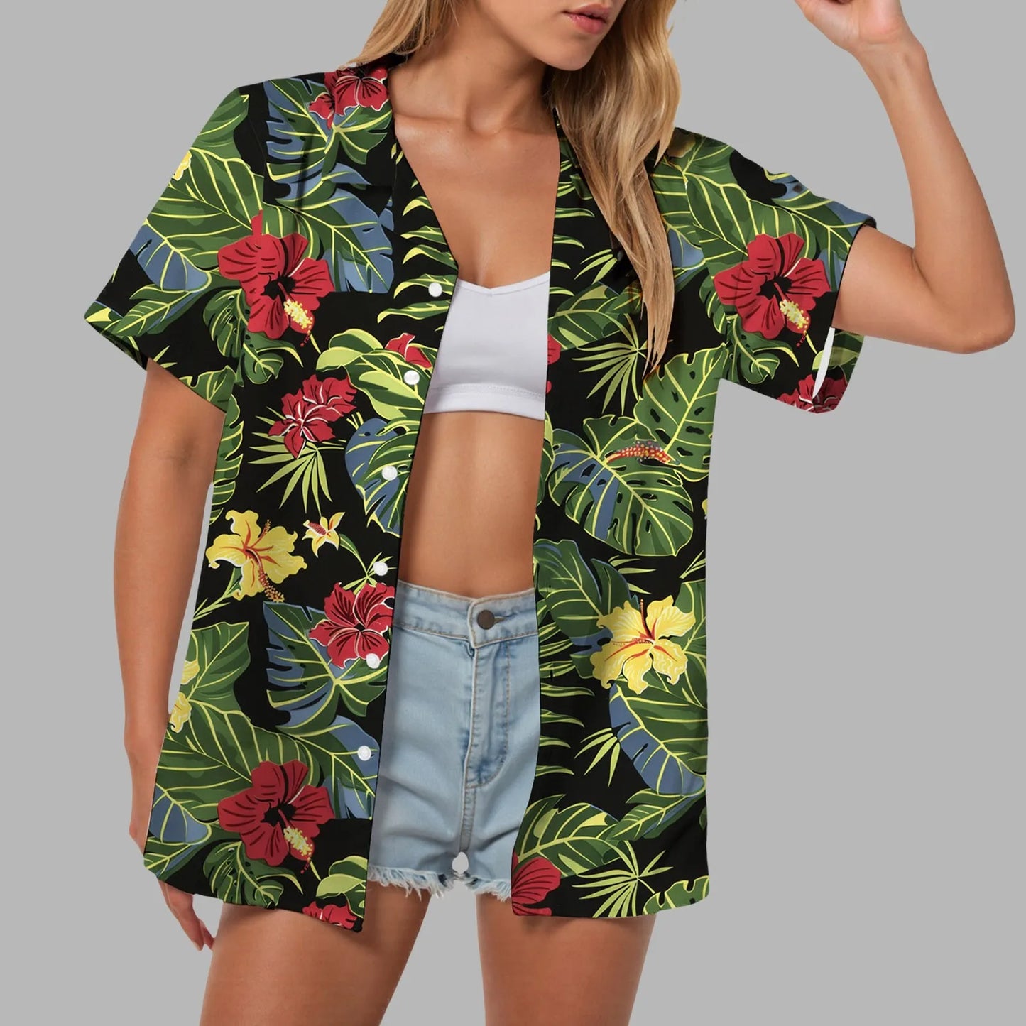 Hawaii Womens Summer Beach Shirts Cardigan Short Sleeve