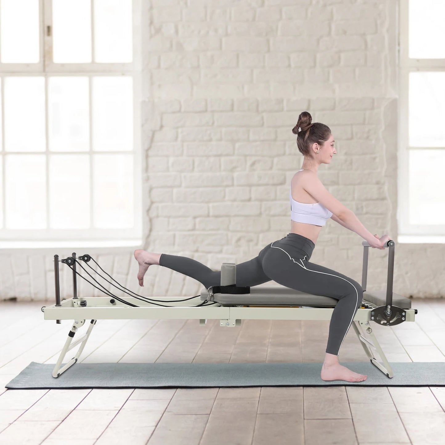 Foldable Pilates Reformer Machine Multifunctional Yoga Fitness Equipment