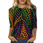 Carnival Printed Women Casual T-Shirts Spring Summer 3/4 Sleeve