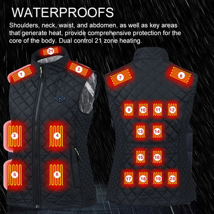 21 HEATING ZONES Heated Vest Men Women Heated Jacket Winter Warm Usb Self Heating Thermal Vest Heating Down Jacket