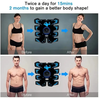 EMS Abdominal Muscle Stimulator Massage USB Rechargeable Abdominal Muscle Stimulation Belt Trainer