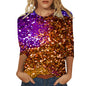 Carnival Printed Women Casual T-Shirts Spring Summer 3/4 Sleeve