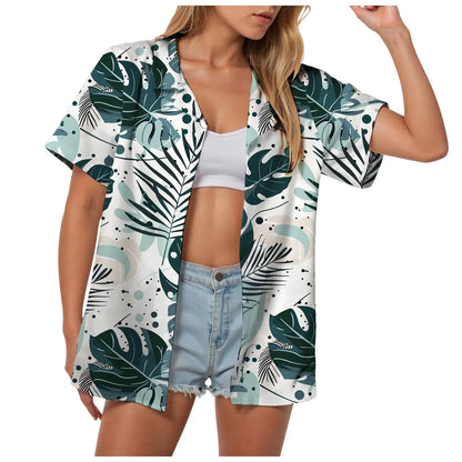 Hawaii Womens Summer Beach Shirts Cardigan Short Sleeve