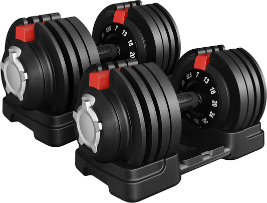 Adjustable Dumbbell Set 40LB/52.5LB/90LB  with Anti-Slip Handle