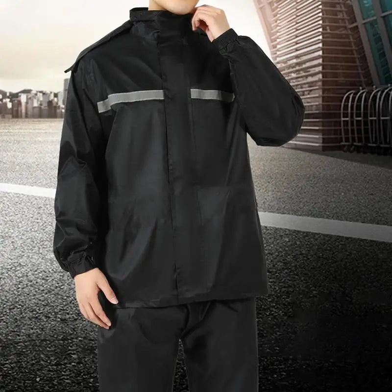 Motorcycle Rain Suit Waterproof Rain Jacket Hood Rain Jacket And Rain Pants Breathable Reflective Rainwear For Men & Women