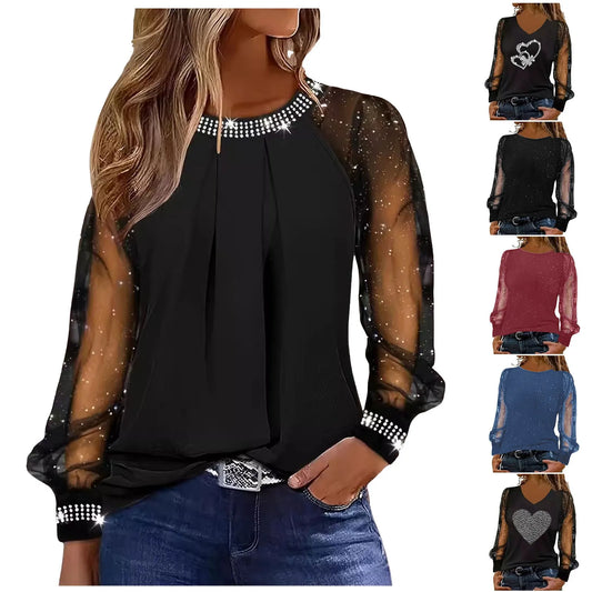 Women's Casual Glitter Sequins Blouse