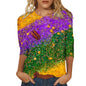 Carnival Printed Women Casual T-Shirts Spring Summer 3/4 Sleeve