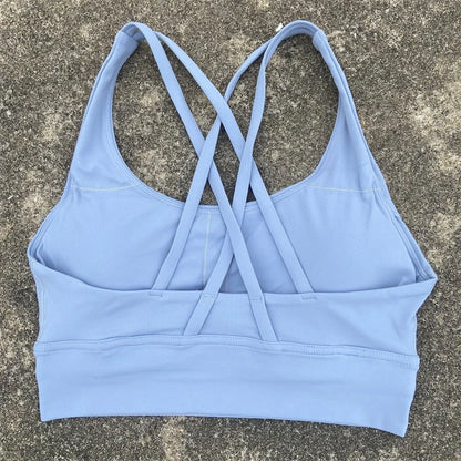 Solid Color Fitness sport Bra Women Cross soft high strength