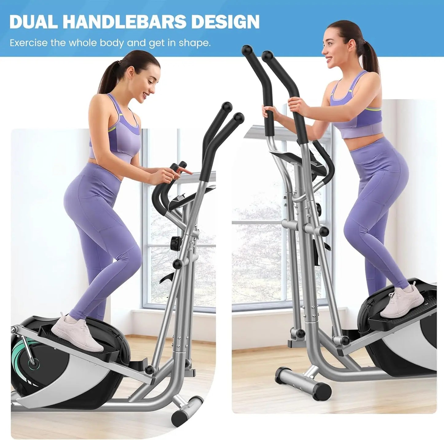 Magnetic Elliptical Training Machines, Hyper-Quiet Fitness Cardio Elliptical Trainer w/ 6KG Flywheel,