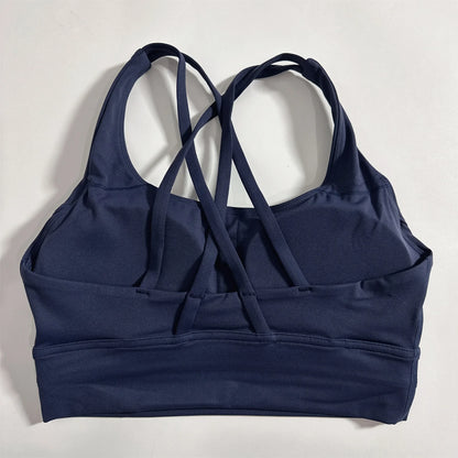 Solid Color Hot Sell Fitness Women Sport Bra Gym Yoga Vest Athletic Cross Sexy Tight Tank Top Workout Train Soft With Chest Pad