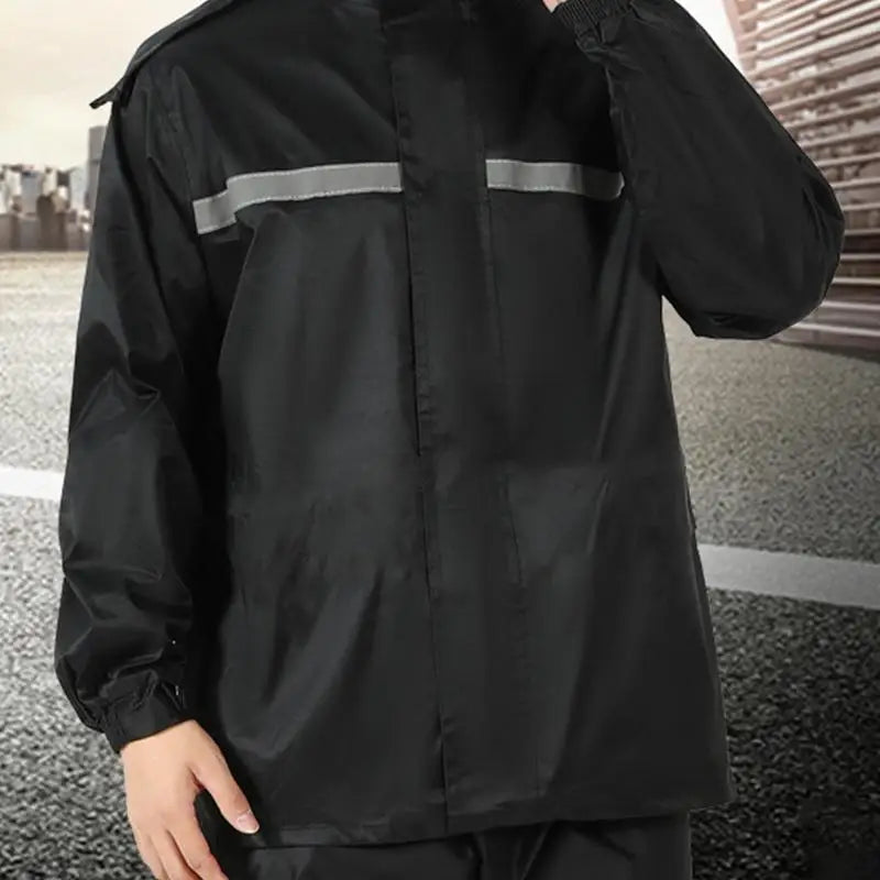 Motorcycle Rain Suit Waterproof Rain Jacket Hood Rain Jacket And Rain Pants Breathable Reflective Rainwear For Men & Women