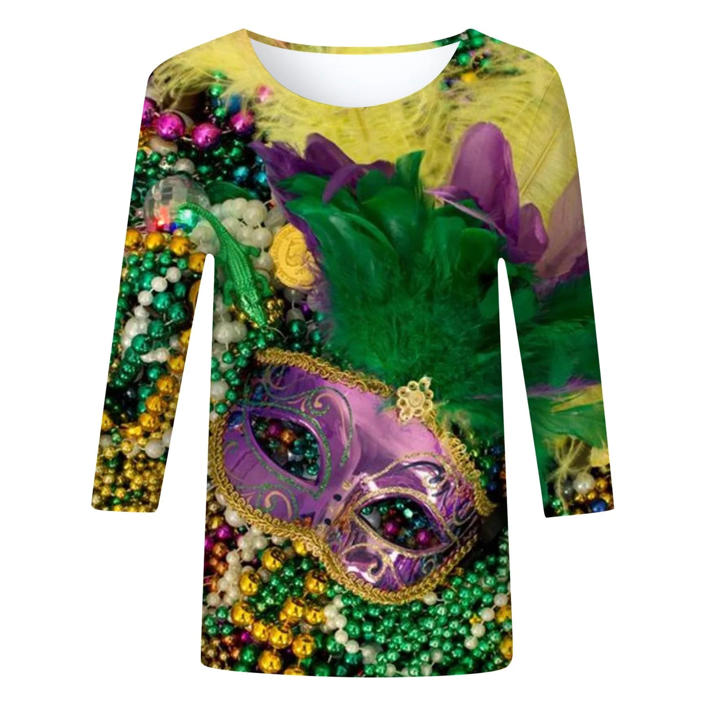 Carnival Printed Women Casual T-Shirts Spring Summer 3/4 Sleeve