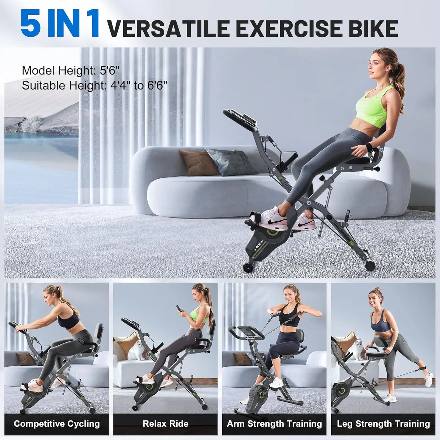 5 in 1 Foldable Stationary Bike